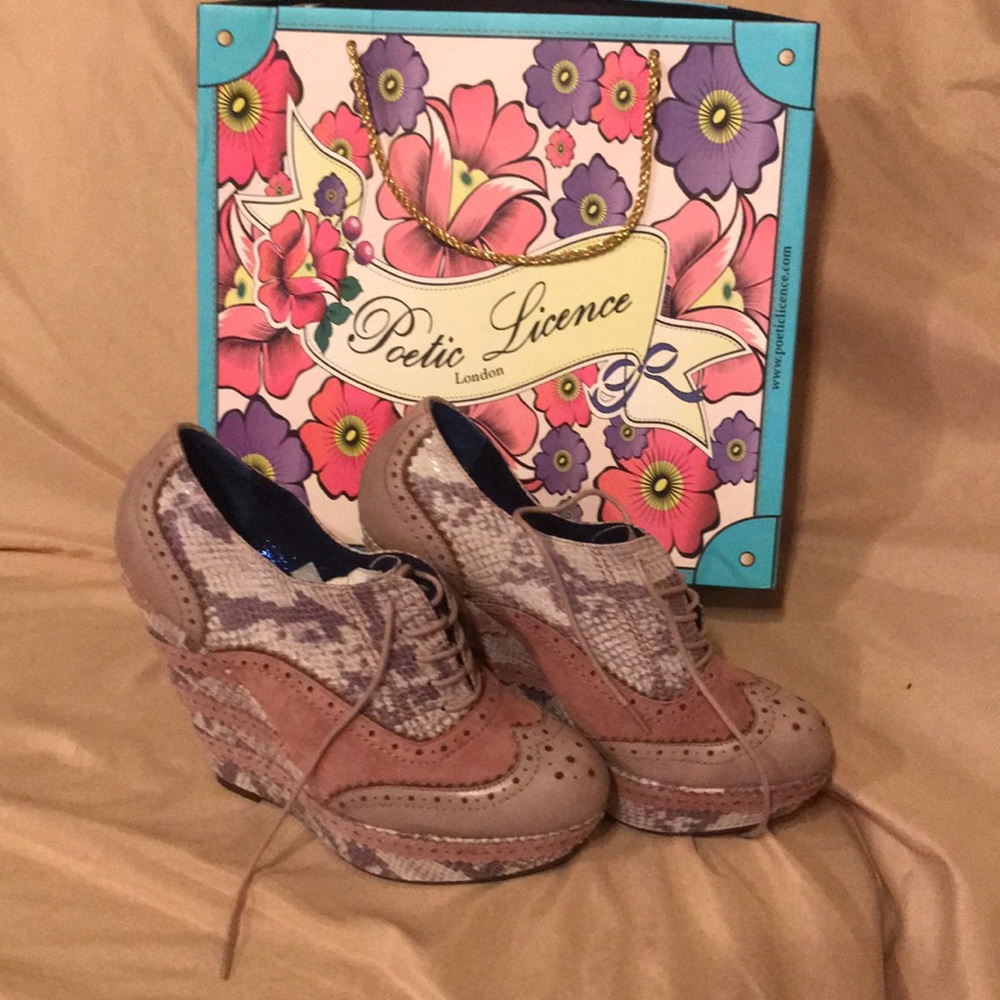 Poetic License Wild Safari Faux Snake Skin Wedges